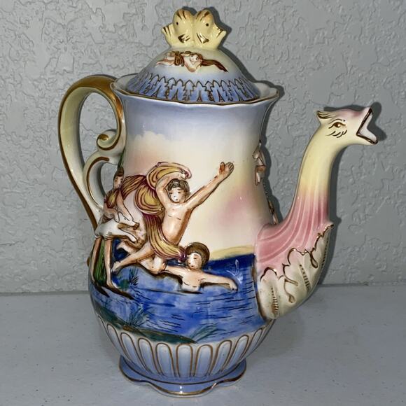 VTG SGK China Demitasse Teapot Teacup Saucer Complete Set For 6 Occupied Japan - Picture 3 of 9